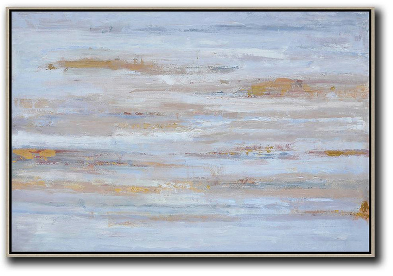 Extra Large Painting,Hand Painted Horizontal Abstract Oil Painting On Canvas,Hand Made Original Art,Grey,Purple Grey,White.etc